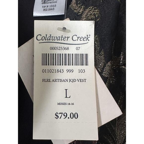 Coldwater Creek Vest Womens Large Floral Brocade Artisan Jacquard Lagenlook - Picture 4 of 5